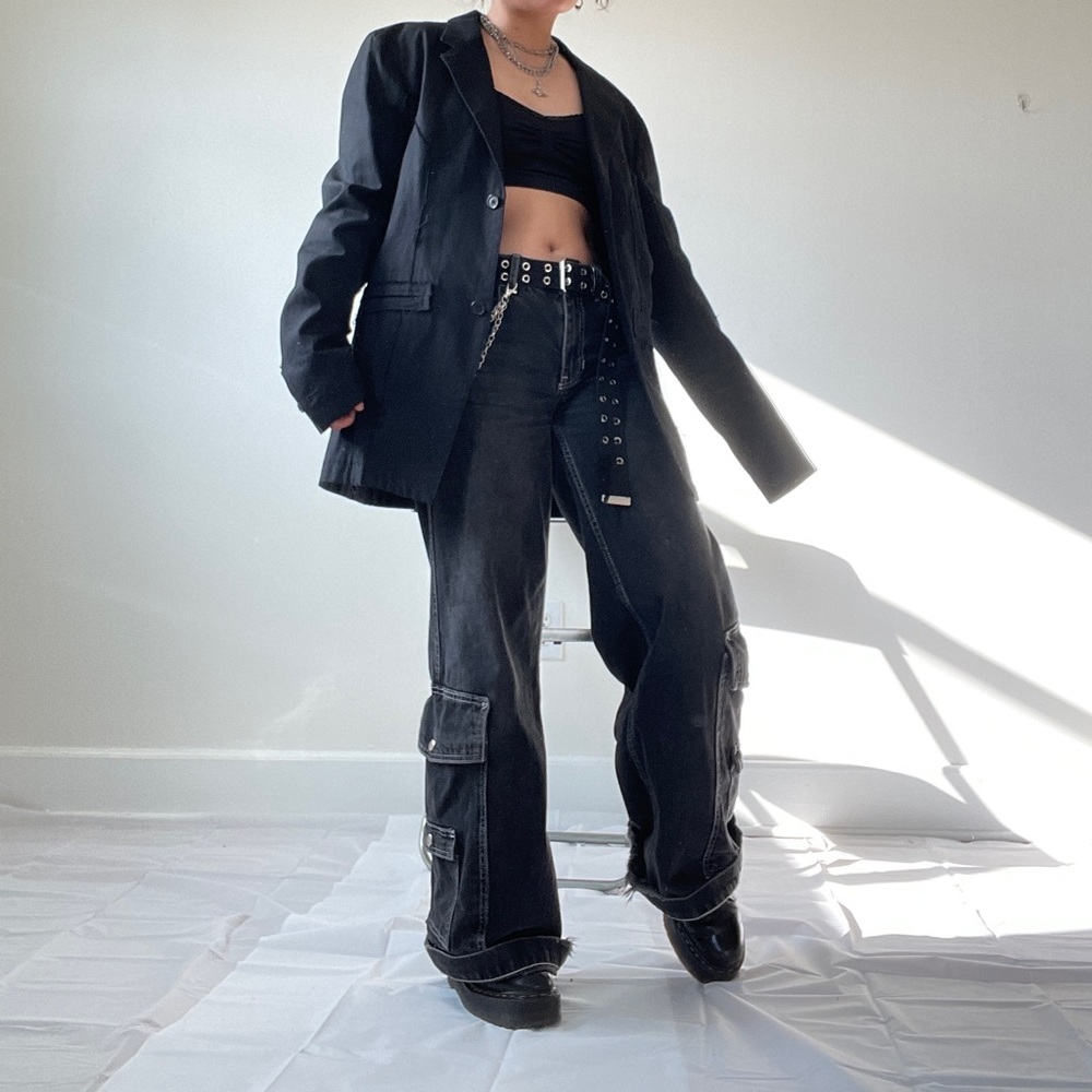 Helmut Lang Frayed Black Suit / Tuxedo Jacket